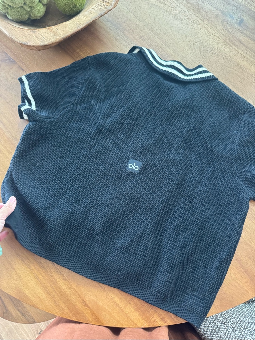 NWT large ALO Tennis Club knit Polo Crop Top - Picture 9 of 10